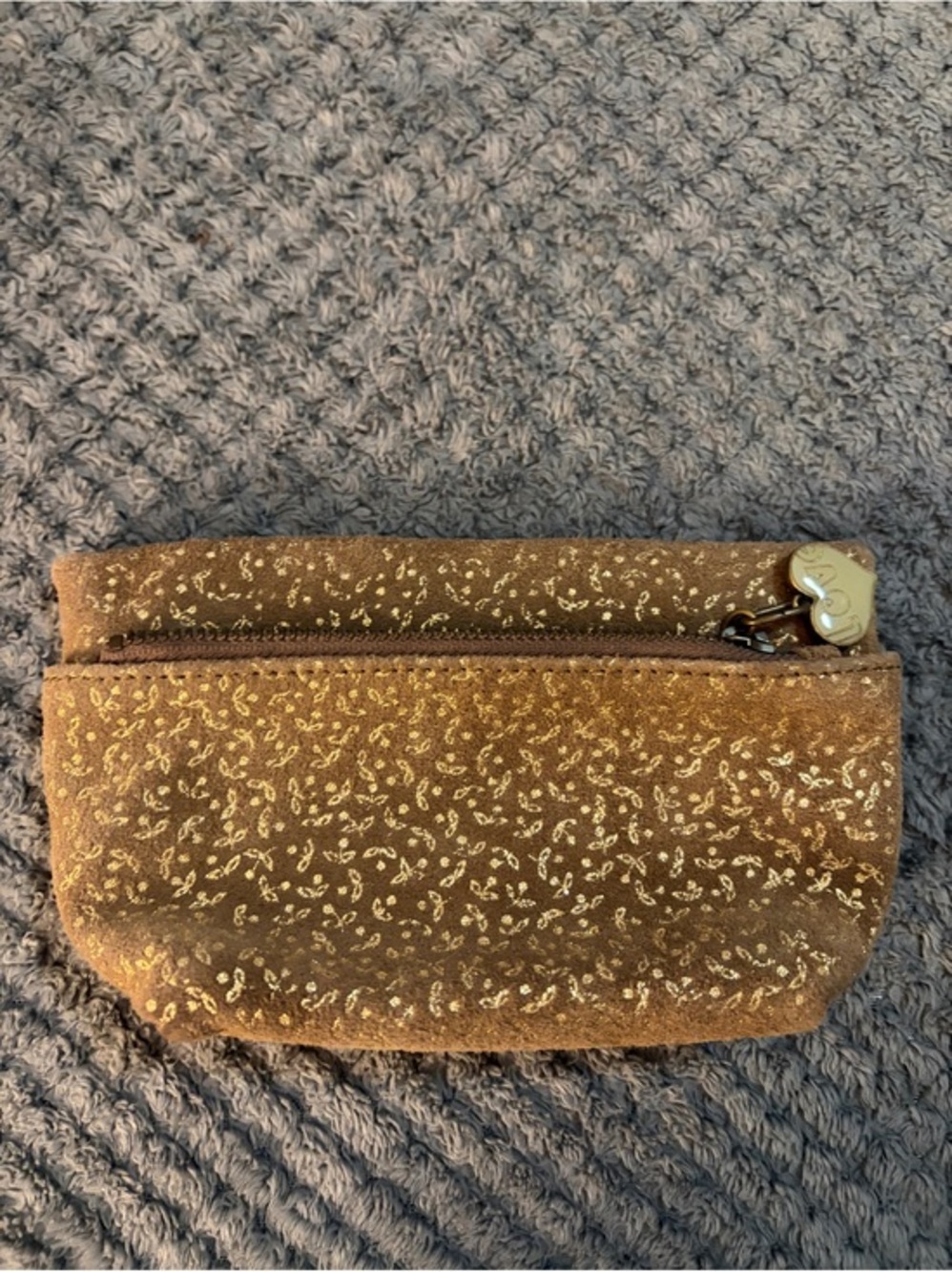 GAP Brown Suede Cosmetic Pouch with Gold Fleck